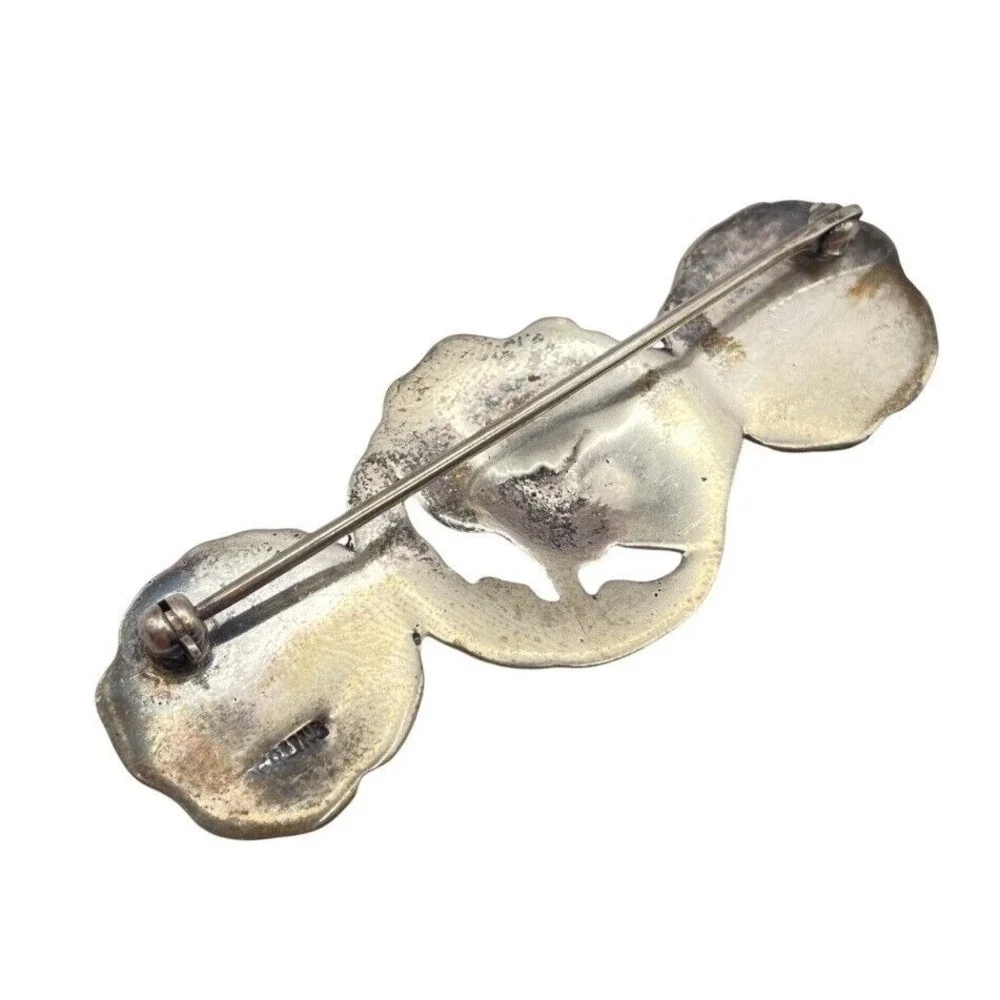 ❗️FINAL SALE❗️Vintage Sterling Silver Nouveau Repousse Poppy Flower Brooch Pin